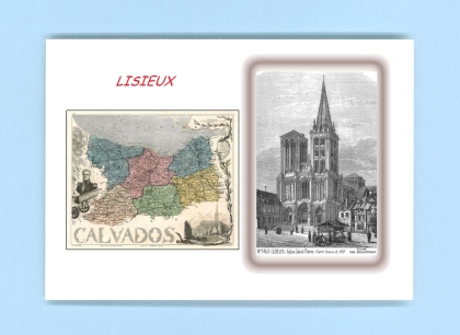 Cartes Postales impression Noir avec dpartement sur la ville de LISIEUX Titre : eglise st pierre
