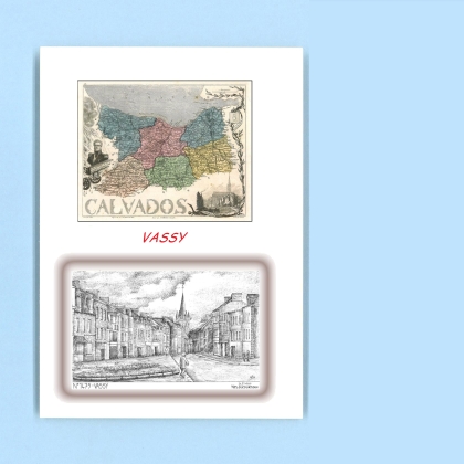 Cartes Postales impression Noir avec dpartement sur la ville de VASSY Titre : vue