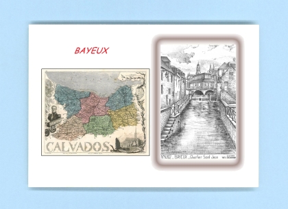 Cartes Postales impression Noir avec dpartement sur la ville de BAYEUX Titre : quartier st jean