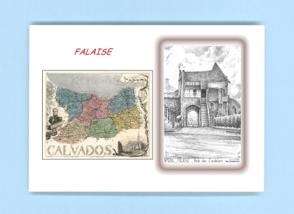 Cartes Postales impression Noir avec dpartement sur la ville de FALAISE Titre : porte des cordeliers