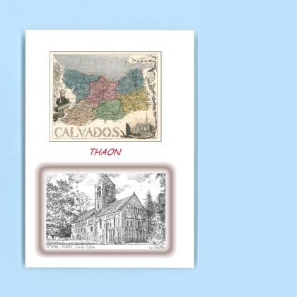 Cartes Postales impression Noir avec dpartement sur la ville de THAON Titre : vieille eglise