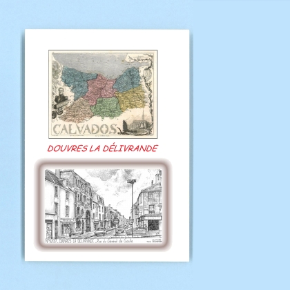 Cartes Postales impression Noir avec dpartement sur la ville de DOUVRES LA DELIVRANDE Titre : rue du general de gaulle
