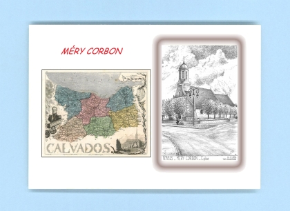 Cartes Postales impression Noir avec dpartement sur la ville de MERY CORBON Titre : eglise