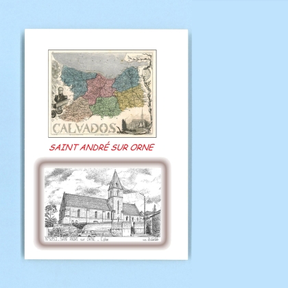 Cartes Postales impression Noir avec dpartement sur la ville de ST ANDRE SUR ORNE Titre : eglise