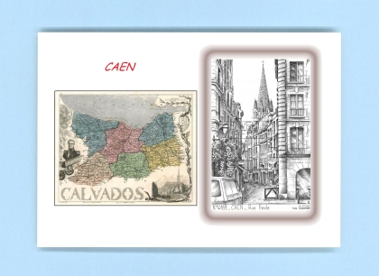 Cartes Postales impression Noir avec dpartement sur la ville de CAEN Titre : rue froide