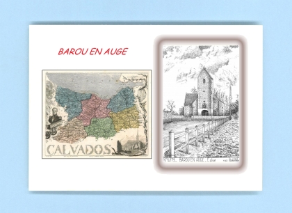 Cartes Postales impression Noir avec dpartement sur la ville de BAROU EN AUGE Titre : eglise