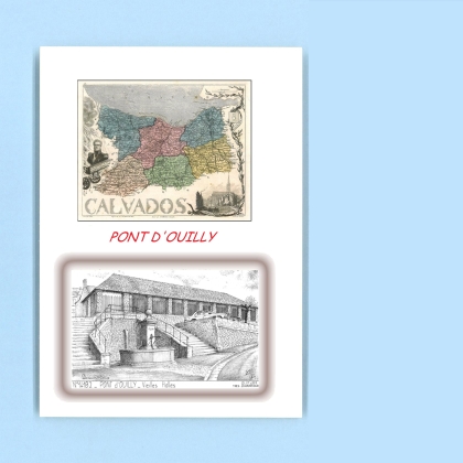 Cartes Postales impression Noir avec dpartement sur la ville de PONT D OUILLY Titre : vieilles halles