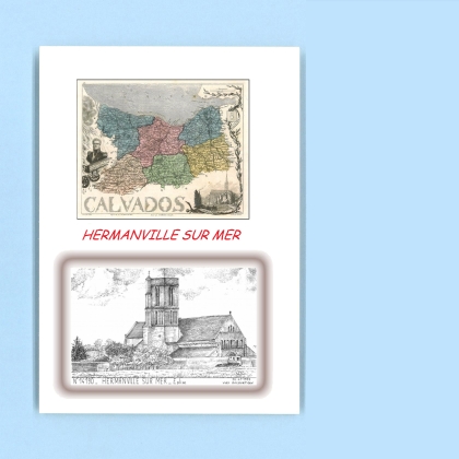 Cartes Postales impression Noir avec dpartement sur la ville de HERMANVILLE SUR MER Titre : eglise