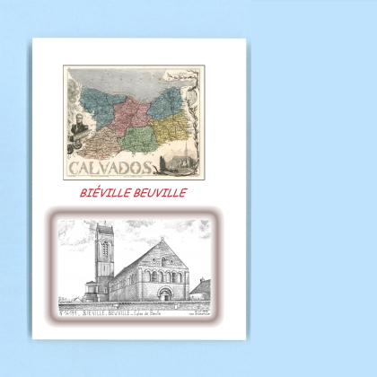 Cartes Postales impression Noir avec dpartement sur la ville de BIEVILLE BEUVILLE Titre : eglise de bieville