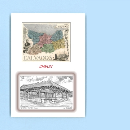 Cartes Postales impression Noir avec dpartement sur la ville de CHEUX Titre : lavoir