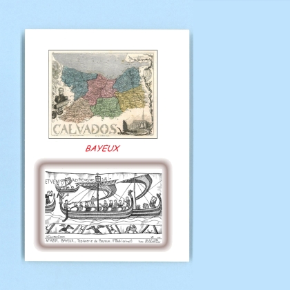 Cartes Postales impression Noir avec dpartement sur la ville de BAYEUX Titre : tapisserie de bayeux 11e s.