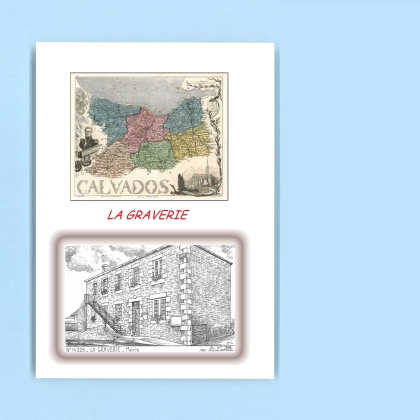 Cartes Postales impression Noir avec dpartement sur la ville de LA GRAVERIE Titre : mairie