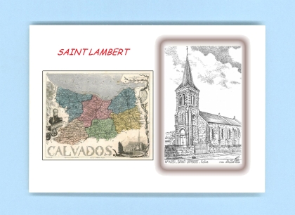 Cartes Postales impression Noir avec dpartement sur la ville de ST LAMBERT Titre : eglise