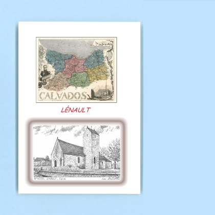 Cartes Postales impression Noir avec dpartement sur la ville de LENAULT Titre : eglise