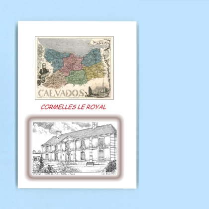 Cartes Postales impression Noir avec dpartement sur la ville de CORMELLES LE ROYAL Titre : mairie