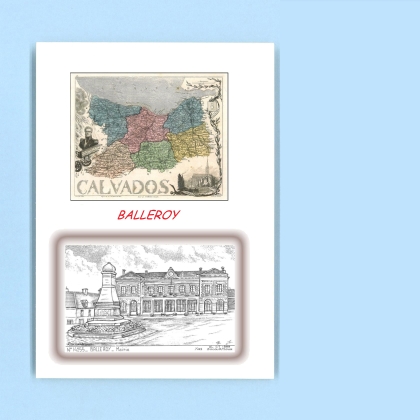 Cartes Postales impression Noir avec dpartement sur la ville de BALLEROY Titre : mairie