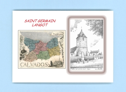Cartes Postales impression Noir avec dpartement sur la ville de ST GERMAIN LANGOT Titre : eglise