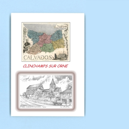 Cartes Postales impression Noir avec dpartement sur la ville de CLINCHAMPS SUR ORNE Titre : eglise