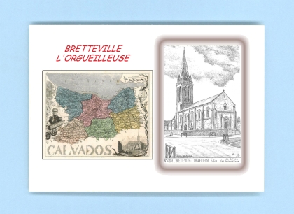 Cartes Postales impression Noir avec dpartement sur la ville de BRETTEVILLE L ORGUEILLEUSE Titre : eglise