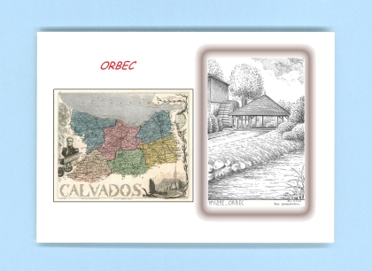 Cartes Postales impression Noir avec dpartement sur la ville de ORBEC Titre : vue