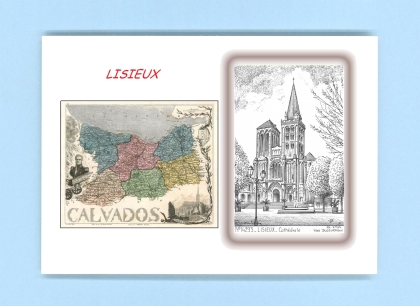 Cartes Postales impression Noir avec dpartement sur la ville de LISIEUX Titre : cathedrale