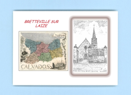 Cartes Postales impression Noir avec dpartement sur la ville de BRETTEVILLE SUR LAIZE Titre : eglise de quilly