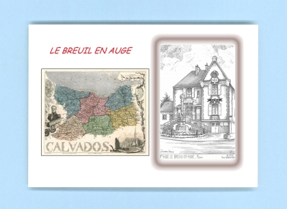Cartes Postales impression Noir avec dpartement sur la ville de LE BREUIL EN AUGE Titre : mairie