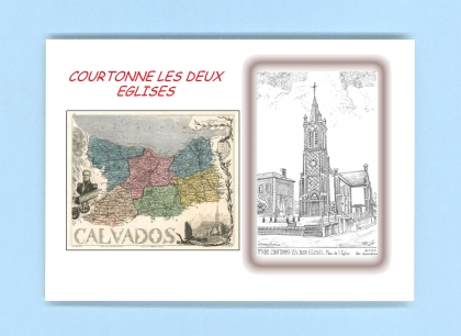 Cartes Postales impression Noir avec dpartement sur la ville de COURTONNE LES DEUX EGLISES Titre : place de l eglise