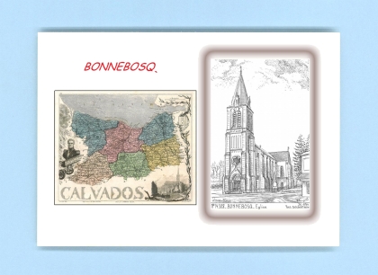 Cartes Postales impression Noir avec dpartement sur la ville de BONNEBOSQ Titre : eglise