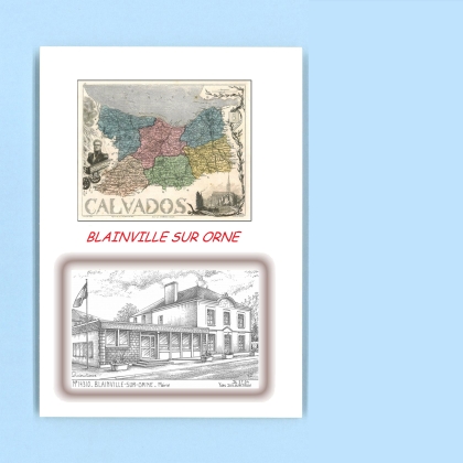 Cartes Postales impression Noir avec dpartement sur la ville de BLAINVILLE SUR ORNE Titre : mairie
