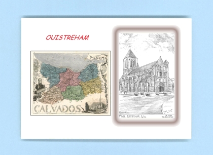 Cartes Postales impression Noir avec dpartement sur la ville de OUISTREHAM Titre : eglise