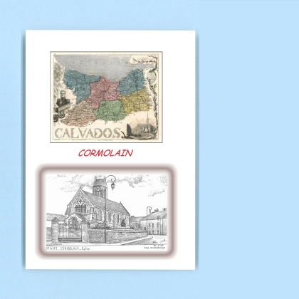 Cartes Postales impression Noir avec dpartement sur la ville de CORMOLAIN Titre : eglise