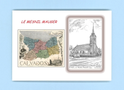 Cartes Postales impression Noir avec dpartement sur la ville de LE MESNIL MAUGER Titre : eglise