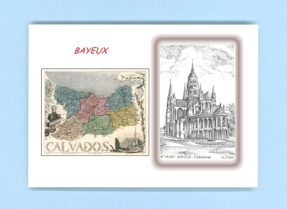 Cartes Postales impression Noir avec dpartement sur la ville de BAYEUX Titre : cathedrale