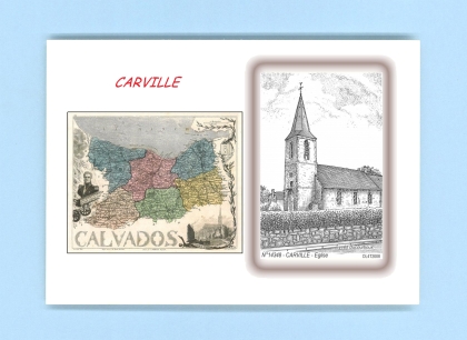 Cartes Postales impression Noir avec dpartement sur la ville de CARVILLE Titre : eglise