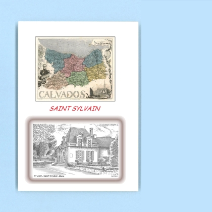Cartes Postales impression Noir avec dpartement sur la ville de ST SYLVAIN Titre : mairie