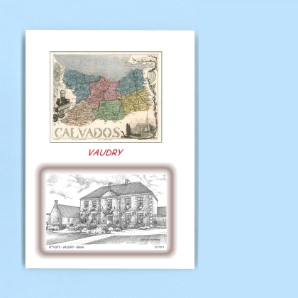 Cartes Postales impression Noir avec dpartement sur la ville de VAUDRY Titre : mairie