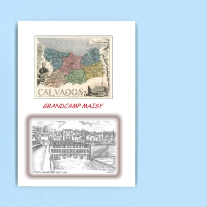Cartes Postales impression Noir avec dpartement sur la ville de GRANDCAMP MAISY Titre : port