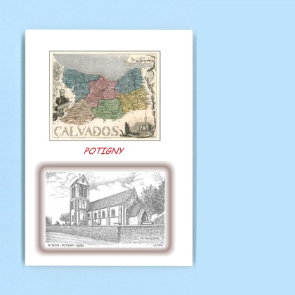 Cartes Postales impression Noir avec dpartement sur la ville de POTIGNY Titre : eglise