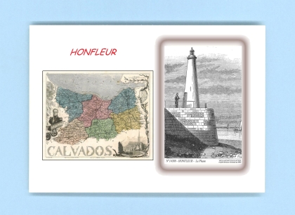 Cartes Postales impression Noir avec dpartement sur la ville de HONFLEUR Titre : le phare