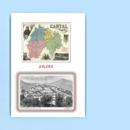 Cartes Postales impression Noir avec dpartement sur la ville de SALERS Titre : vue