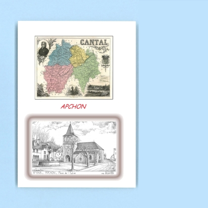 Cartes Postales impression Noir avec dpartement sur la ville de APCHON Titre : place de l eglise
