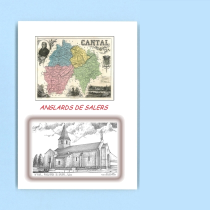 Cartes Postales impression Noir avec dpartement sur la ville de ANGLARDS DE SALERS Titre : eglise