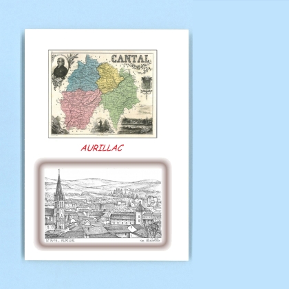 Cartes Postales impression Noir avec dpartement sur la ville de AURILLAC Titre : vue