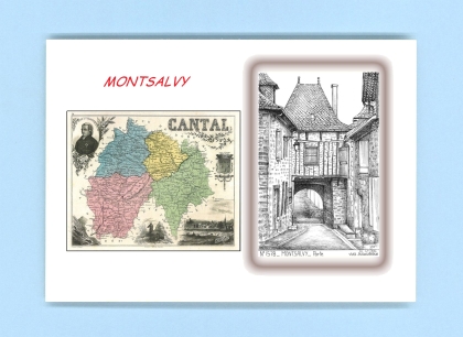 Cartes Postales impression Noir avec dpartement sur la ville de MONTSALVY Titre : porte
