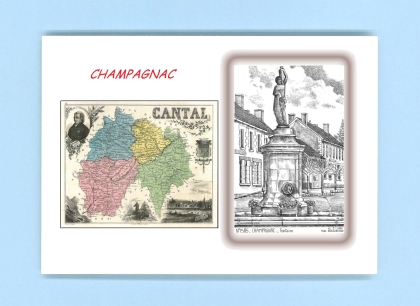 Cartes Postales impression Noir avec dpartement sur la ville de CHAMPAGNAC Titre : fontaine