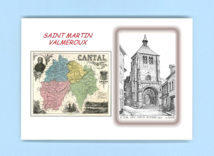 Cartes Postales impression Noir avec dpartement sur la ville de ST MARTIN VALMEROUX Titre : eglise