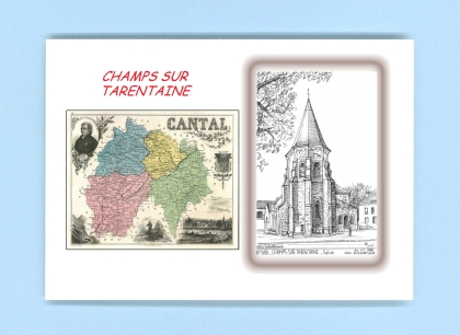 Cartes Postales impression Noir avec dpartement sur la ville de CHAMPS SUR TARENTAINE Titre : eglise
