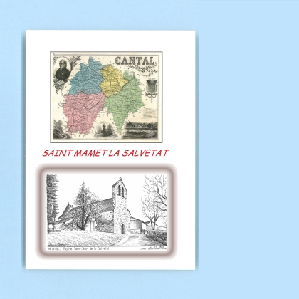 Cartes Postales impression Noir avec dpartement sur la ville de ST MAMET LA SALVETAT Titre : eglise st jean de la salvetat