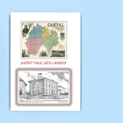Cartes Postales impression Noir avec dpartement sur la ville de ST PAUL DES LANDES Titre : mairie